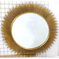 Sun shaped golden decorative metal MDF mirror